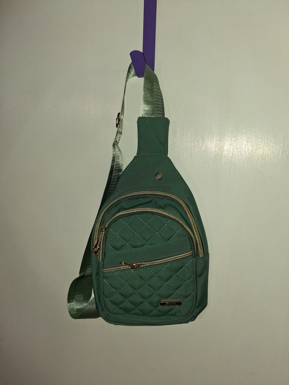 Quilted Green Sling Bag - Compact Crossbody for Women